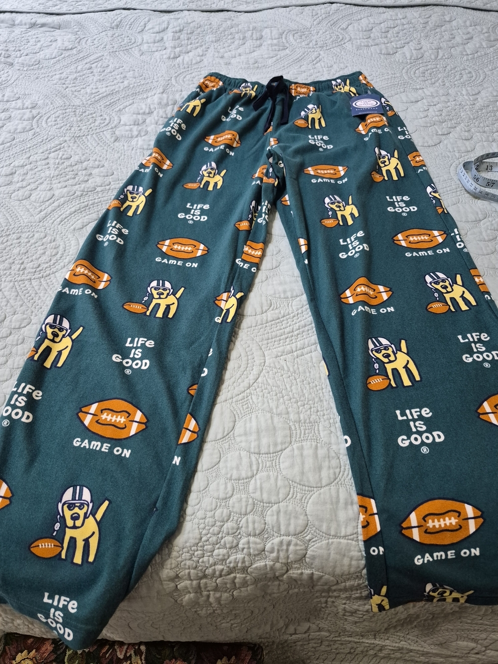 Life is Good Mens Green 'Game On' Football Sleep Pants - Picture 2 of 5